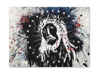 Jesus Matte Canvas Wall Art – Distressed Crown of Thorns Portrait